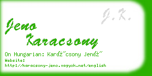 jeno karacsony business card